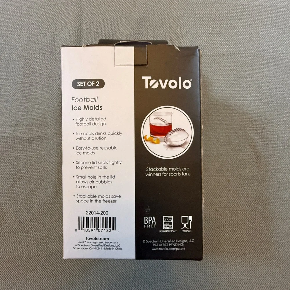 Tovolo Football Ice Molds Set of 2 Clear Silicone Sports Themed 22014-200